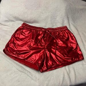 Poshdivah Red Metallic XL Drawstring Shorts
